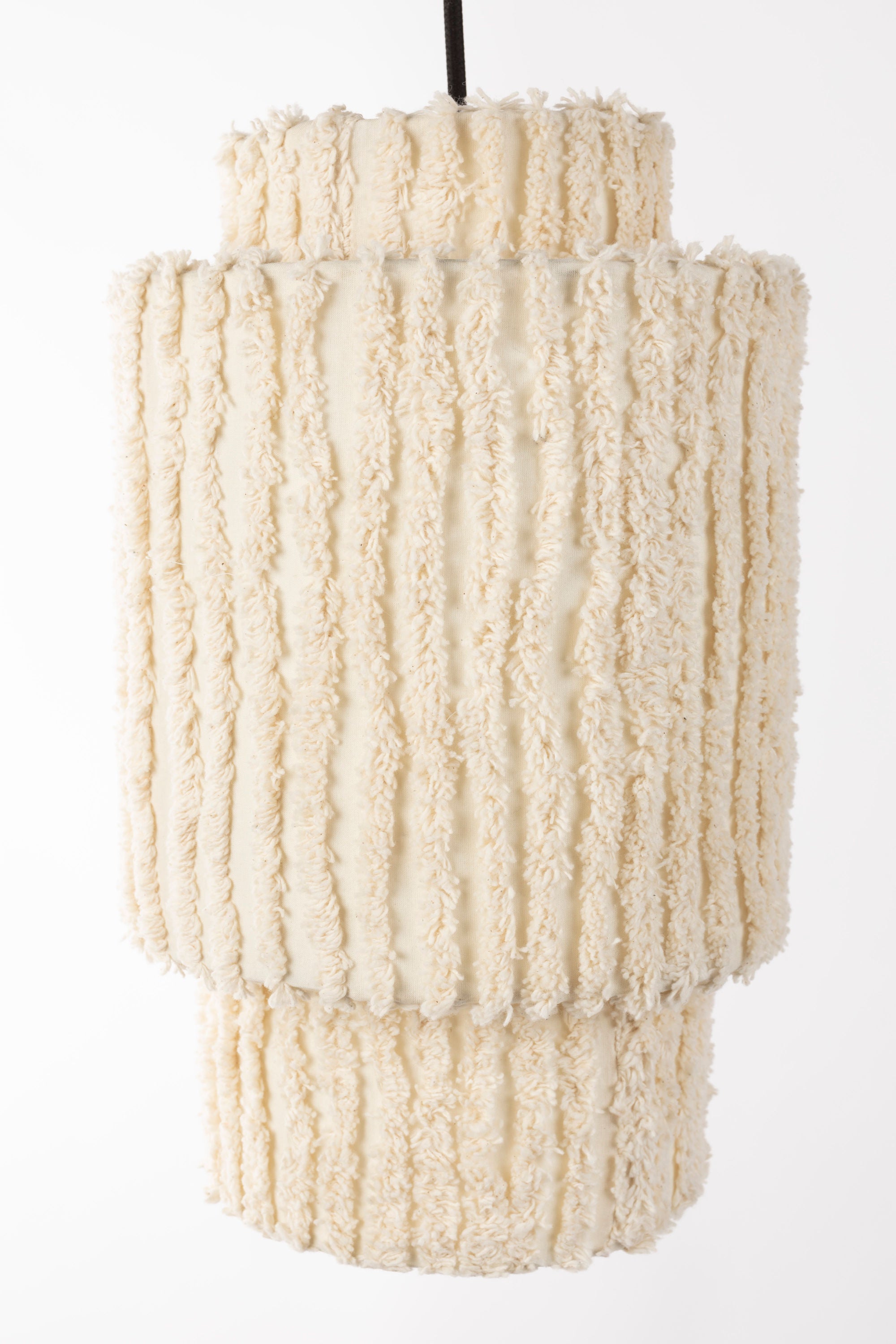 Arjun Beige Cotton Tall Pendant Lamp